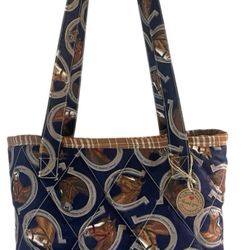 New Handmade Quilted Horse Quilted Shoulder Tote bag Inner zipper Pocket