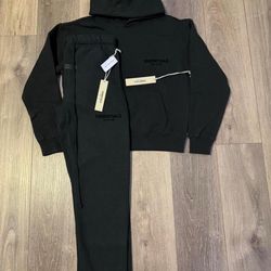 Black Essentials Fear Of God Hoodie and Pants.