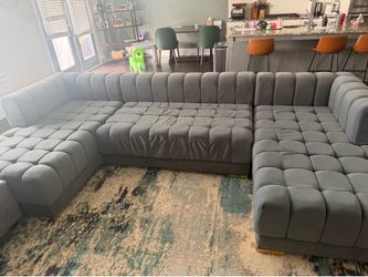 Gray Velvet Double Chaise Sectional
