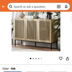 Buffet Cabinet with Storage,47" Farmhouse Console Table with Metal Base and Adjustable Shelves,Sideboard Coffee Bar Cabinet with 3 Doors for Kitchen,D