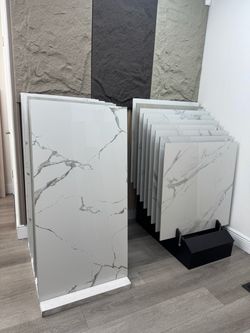 Large White Marble-Effect Porcelain Tiles