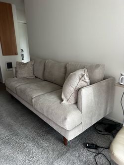 Marques Cobblestone White Fabric 84" Sofa