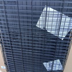 New XL Double Door Folding Metal 42-Inch Dog Crate, Includes Leak-Proof Pan, Floor Protecting Feet,