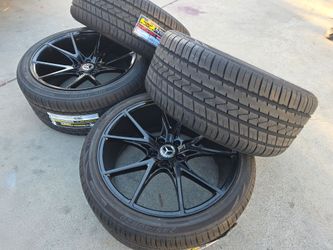 20"staggerd Gloss Black Wheels With Tires For MERCEDES BENZ E300/E400
