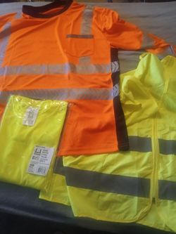 ***2 reflective shirts and a vest and CAT pants***NEW
