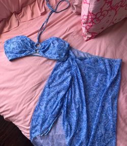 blue bathing suit top and cover up