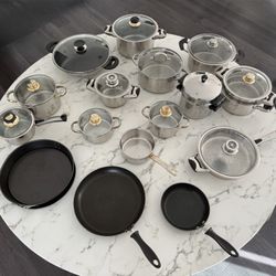 Pots and pans variety. 