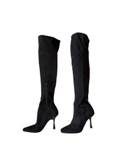 Mix No. 6 black over the knee stiletto boots 3.5" heel square toe side zip 7M