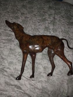 Late 20th Century Cast Metal Whippet or Greyhound Dog Statue With Mottled Finish