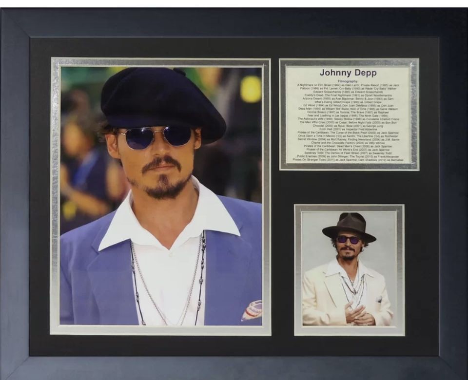 Johnny Depp Franed Photograph With Filmography
