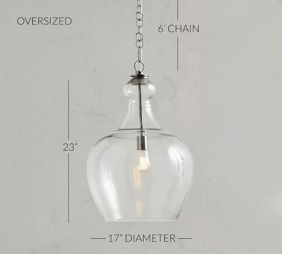 Flynn Recycled Glass Pendant 17 inch Oversized