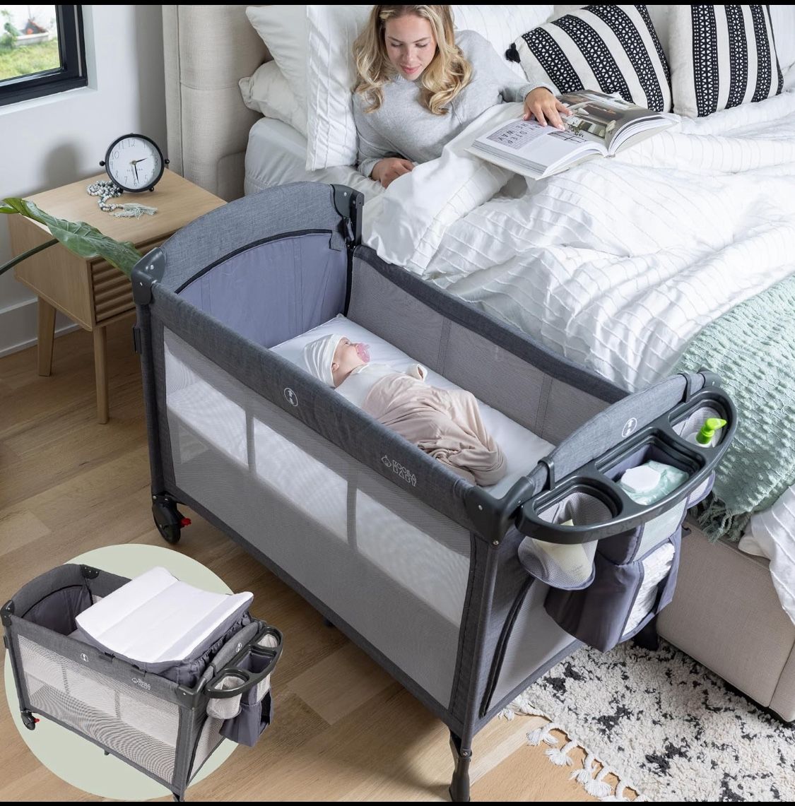 New Other Koola Baby Sleep & Play 4-In-1 Baby Bassinet, Bedside Crib Sleeper, Pack & Play, Diaper Changing Table & Travel Bassinet With Travel Bag