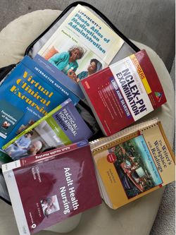 Lvn nursing college books with Nclex state test book.