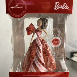  2019 Hallmark HOLIDAY BARBIE Ornament AFRICAN AMERICAN Barbie Candy Cane Gown