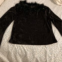 Velvet Long Sleeve Blouse 