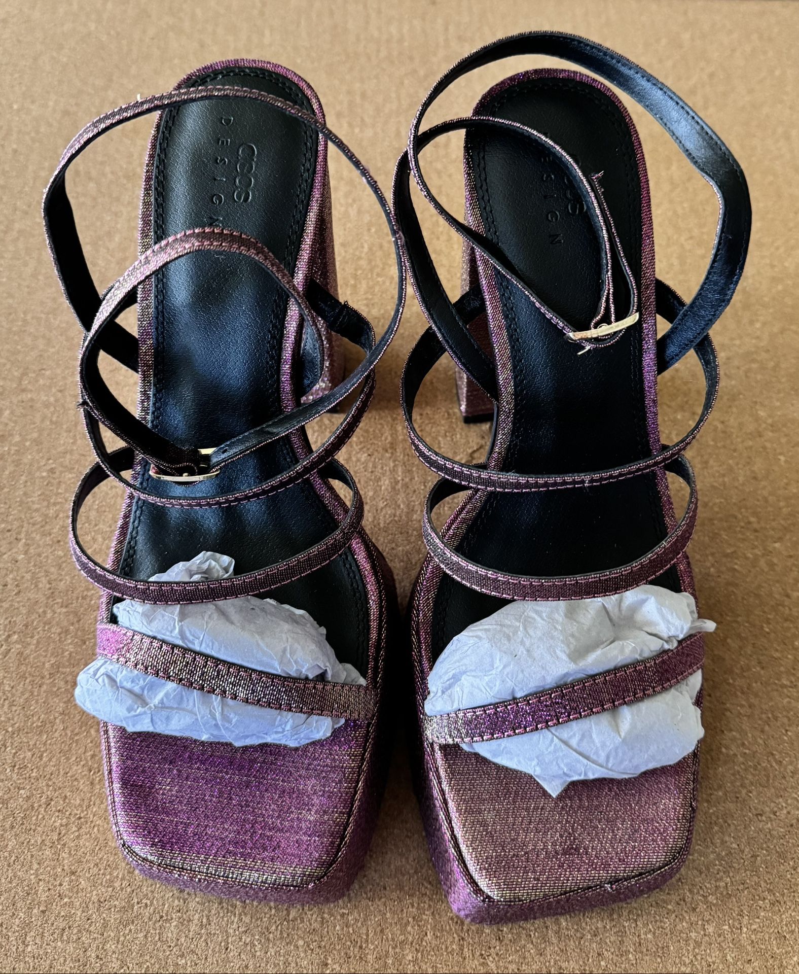 ASOS Ankle Strap Shimmer Platform Sandal(Pink) sz 9