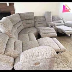 Microfiber Light Colored Huge Modern Comfort L Shaped Power Reclining Sectional🔹🆕 Living Room 💥 Showroom Available 🏠 Great Financing Options ✅