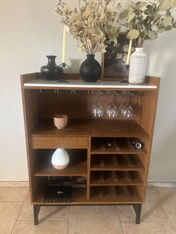 Mid-Century Bar Cabinet with Wine Rack