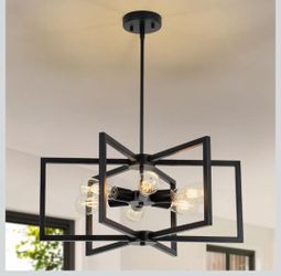 23.6” Black Chandelier for Dining Room 6 Light Kitchen Chandelier over Table Farmhouse Dining Room Light Fixtures Over Table,Hanging Pendant Light Fix