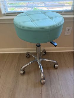 Adjustable Rolling Salon Stool Mint Green