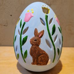 Hand Painted Light Up Ceramic Easter Egg