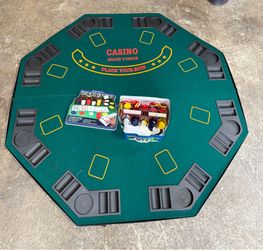 ♠️ Foldable 10-Player Poker Table + Carrying Bag + Poker Chip Set ♣️