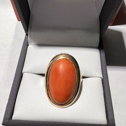 KORALLEN GOLD RING 14K GELBGOLD MATT GLANZEND 