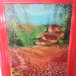 Meadow Scenery Painting 24×30 With Custom Frame