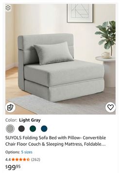 Folding Sofa Bed- Convertible Chair Floor Couch & Sleeping Mattress