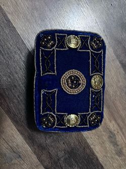 Granny Core Blue With Gold Beading Jewelry Box