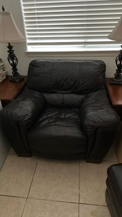 Loveseat chair dark leather
