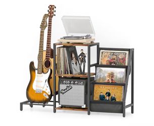 Music Stand with Guitar and Vinyl Holder