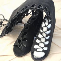 Lace Up Heel Boots