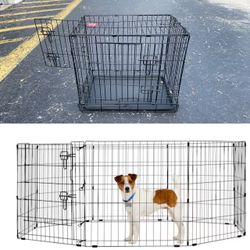 Black Wire Dog Crate with Tray & Playpen