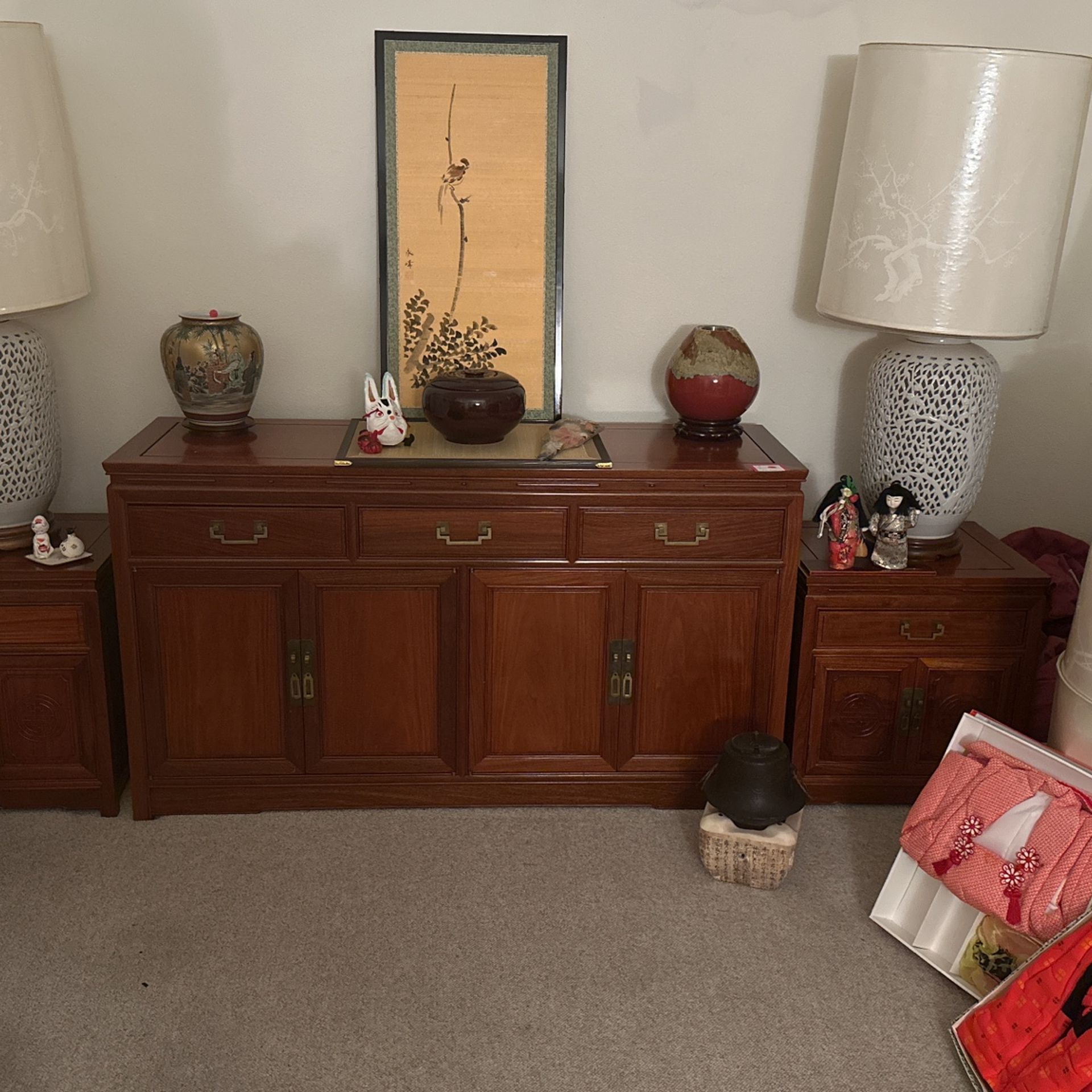 Three piece Asian style furniture