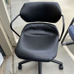 Black Leather Adjustable Stool Chair 