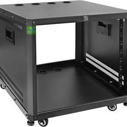 RIVECO 9U Network & Audio Rack with Feet & Wheels, Obtuse Angel Server #3632L T5