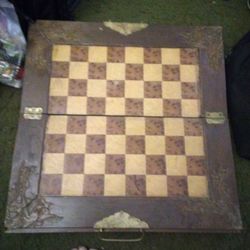 Vintage Foldable Antique Wooden Asian Chess Set