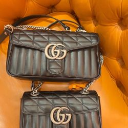 GUCCI GG Marmont Double G Letter Interwoven Accessories Vertical Twill Geometric Style Design Quilted Leather Chain Bag Single Shoulder (165)78