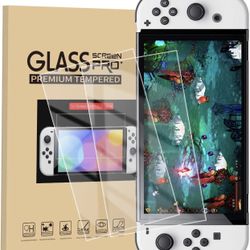 Switch OLED Screen Protector, Tempered Glass Screen Protector, Transparent HD Screen Protector for Nintendo Switch OLED, Anti-Fingerprint Bubble-Free 