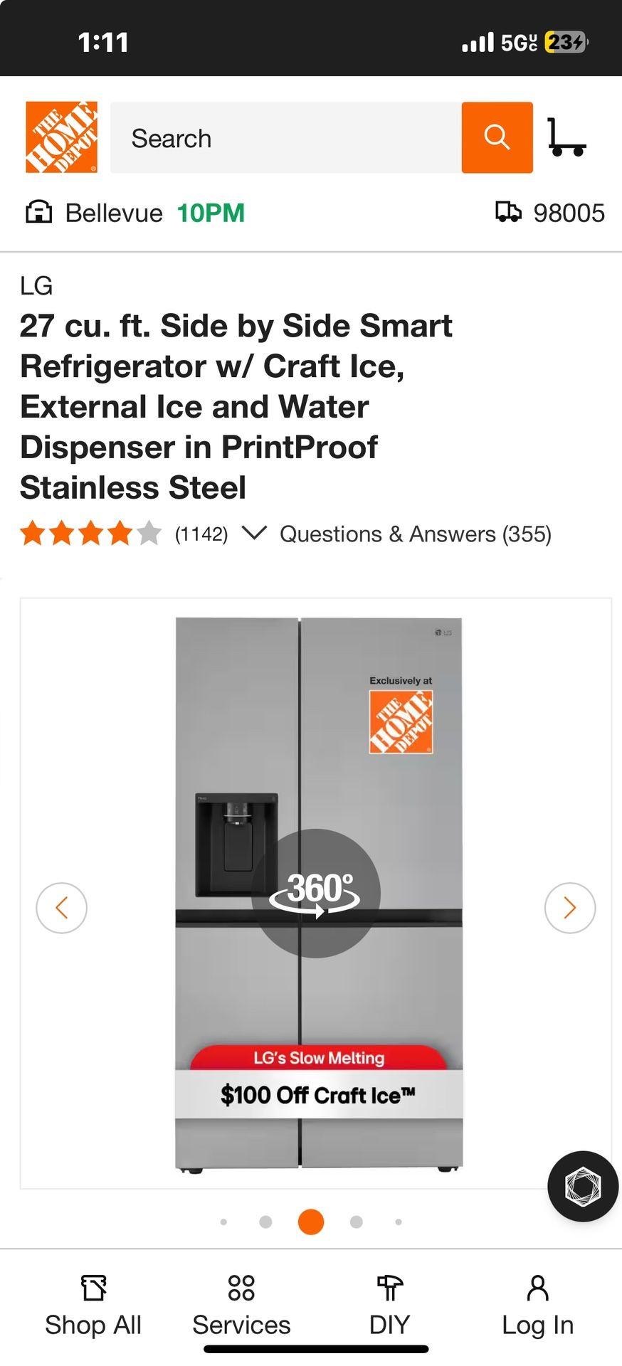 LG Smart Fridge in Stainless Steel