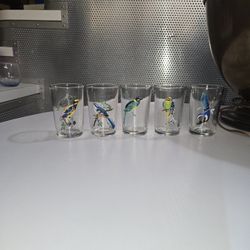 Vintage Juice Glasses Exotic Bird Collection