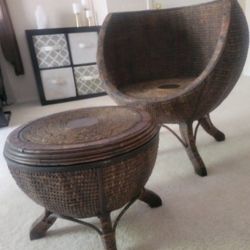 Wicker Chair & Ottoman