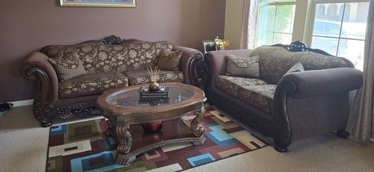 Sofa and center table and side table