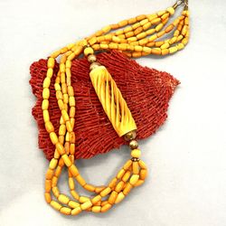 Vintage Carved Bone Necklace 