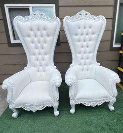 White Throne Chairs (Set of 2) For Sale Only