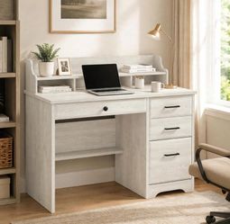 44 Inch Small Desk with Drawers, Computer Desk with File Drawer, Grey
4 Storage Drawers, Monitor Stand and Storage Shelf, Wood Writing Desk for Bedroo