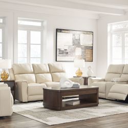 Dahlmoore - Almond - 2 Pc. - Power Reclining Sofa, Power Reclining Loveseat With Console