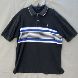 Polo Golf Ralph Lauren Mens Polo Shirt Size XL Black Striped Athletic Fit 