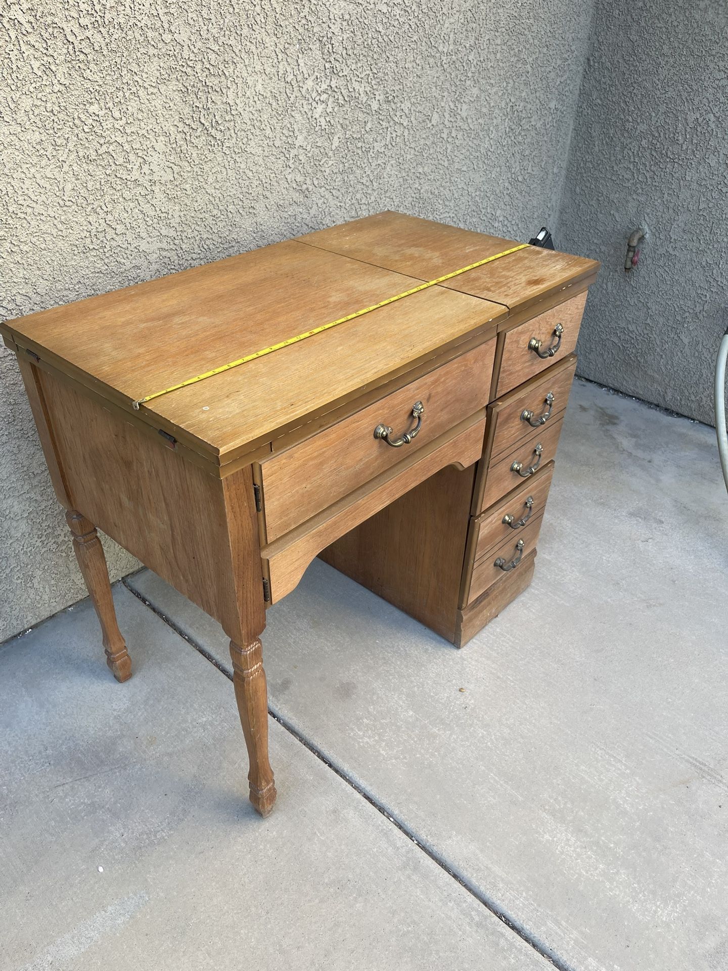 Vintage Solid Wood Desk / Singer Sewing Machine